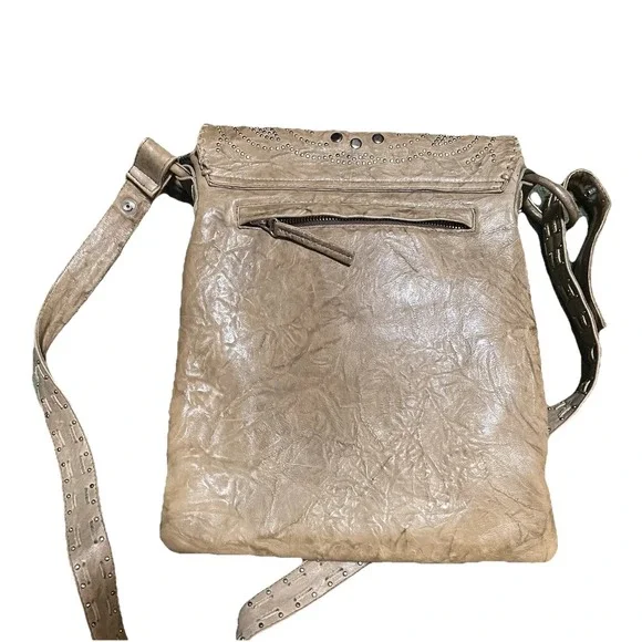 Christiansen Vintage Studded Leather Crossbody Brown Bag Bohemian 70' Hippie - Picture 2 of 13